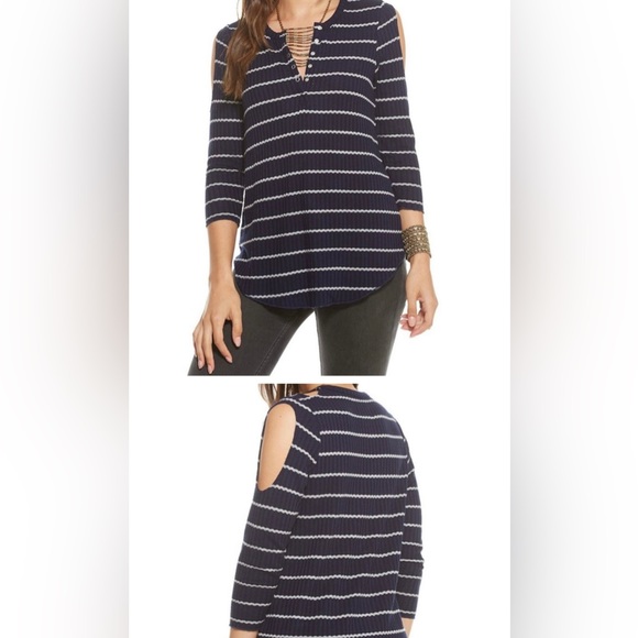 T-shirt Femme Chaser Vintage - Col V, Manches Cold Shoulder Et Peplum - Taille S, Gris Foncé